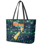 Merry Christmas New Zealand Leather Tote Bag Xmas Travel Map - Aussie Hoodie