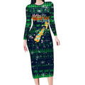 Merry Christmas New Zealand Long Sleeve Bodycon Dress Xmas Travel Map - Aussie Hoodie