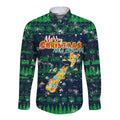 Merry Christmas New Zealand Long Sleeve Button Shirt Xmas Travel Map - Aussie Hoodie