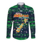 Merry Christmas New Zealand Long Sleeve Button Shirt Xmas Travel Map - Aussie Hoodie