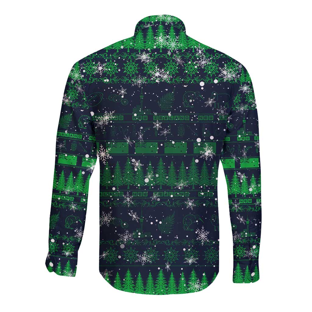 Merry Christmas New Zealand Long Sleeve Button Shirt Xmas Travel Map - Aussie Hoodie
