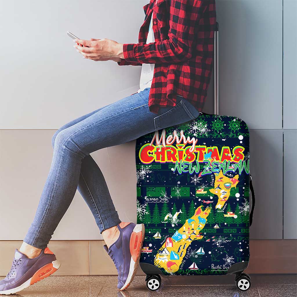 Merry Christmas New Zealand Luggage Cover Xmas Travel Map - Aussie Hoodie
