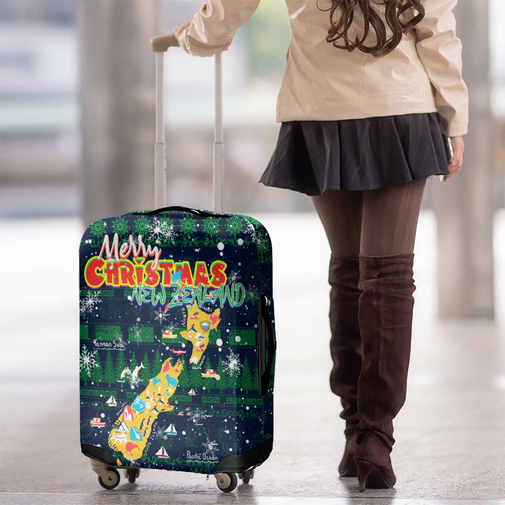 Merry Christmas New Zealand Luggage Cover Xmas Travel Map - Aussie Hoodie