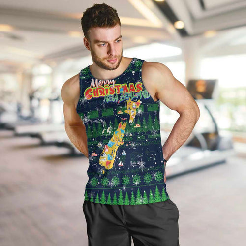 Merry Christmas New Zealand Men Tank Top Xmas Travel Map - Aussie Hoodie