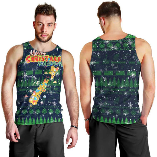 Merry Christmas New Zealand Men Tank Top Xmas Travel Map - Aussie Hoodie