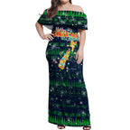Merry Christmas New Zealand Off Shoulder Maxi Dress Xmas Travel Map - Aussie Hoodie