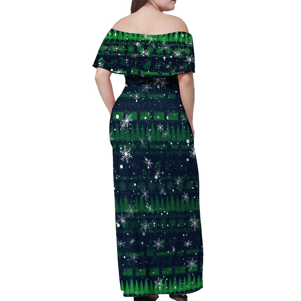 Merry Christmas New Zealand Off Shoulder Maxi Dress Xmas Travel Map - Aussie Hoodie