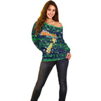 Merry Christmas New Zealand Off Shoulder Sweater Xmas Travel Map - Aussie Hoodie