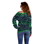 Merry Christmas New Zealand Off Shoulder Sweater Xmas Travel Map - Aussie Hoodie