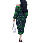 Merry Christmas New Zealand Off The Shoulder Long Sleeve Dress Xmas Travel Map - Aussie Hoodie
