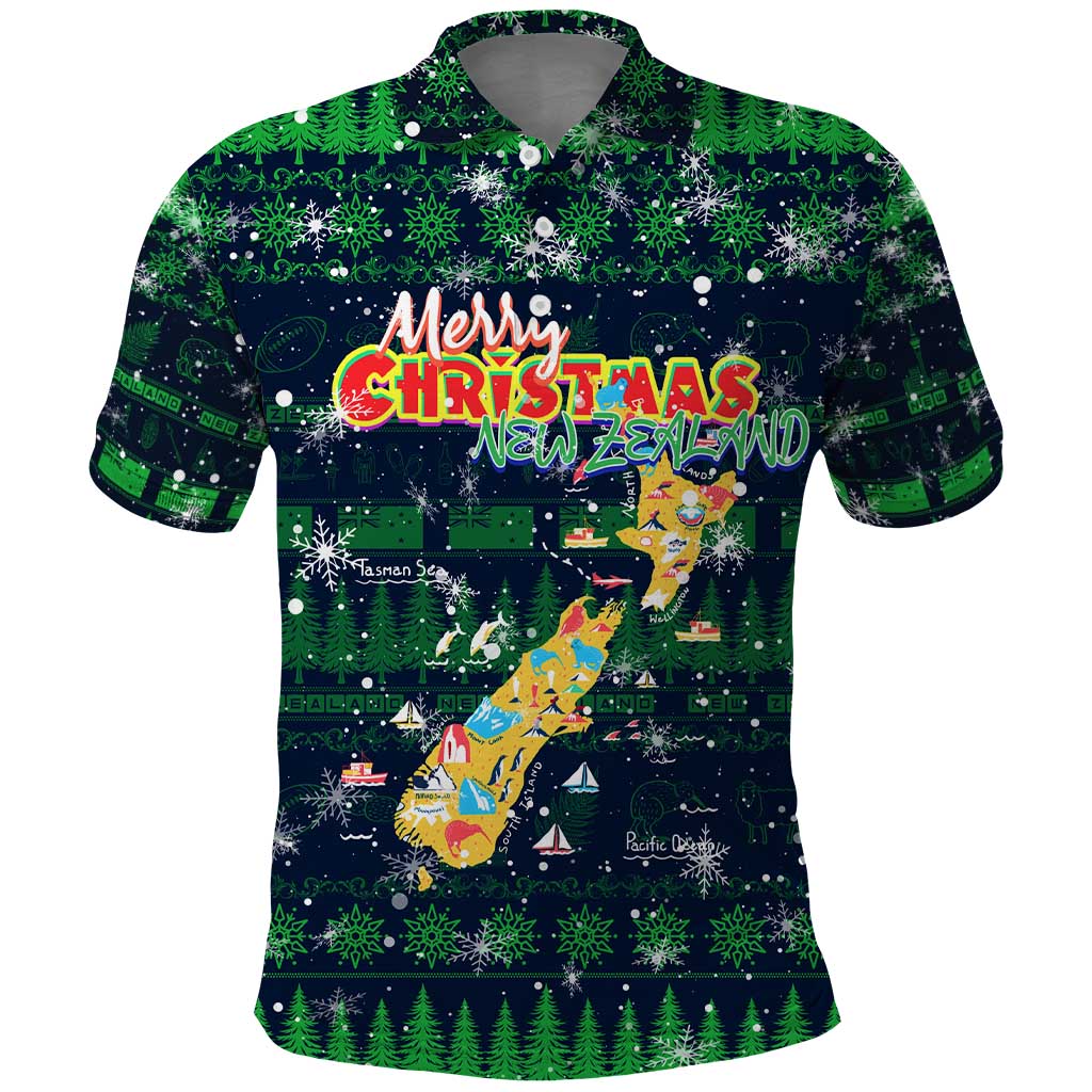 Merry Christmas New Zealand Polo Shirt Xmas Travel Map - Aussie Hoodie