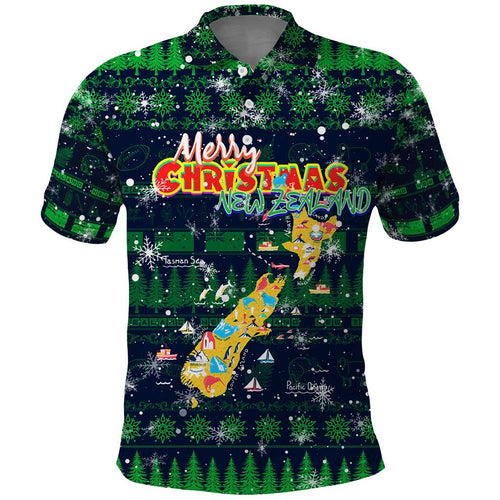 Merry Christmas New Zealand Polo Shirt Xmas Travel Map - Aussie Hoodie