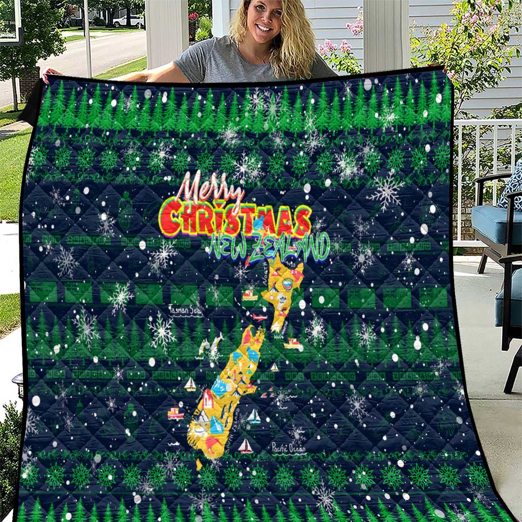 Merry Christmas New Zealand Quilt Xmas Travel Map - Aussie Hoodie