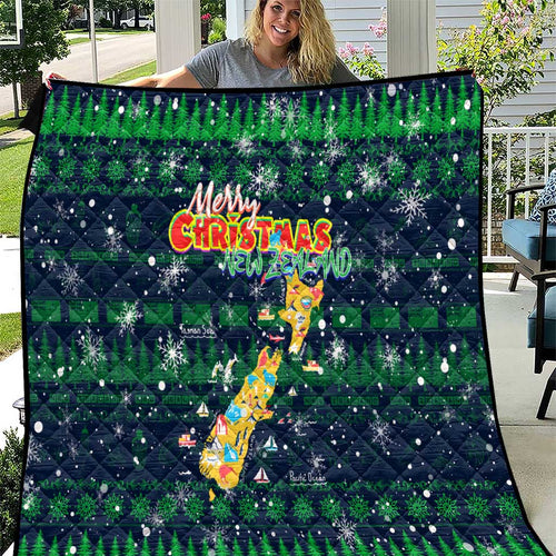 Merry Christmas New Zealand Quilt Xmas Travel Map - Aussie Hoodie