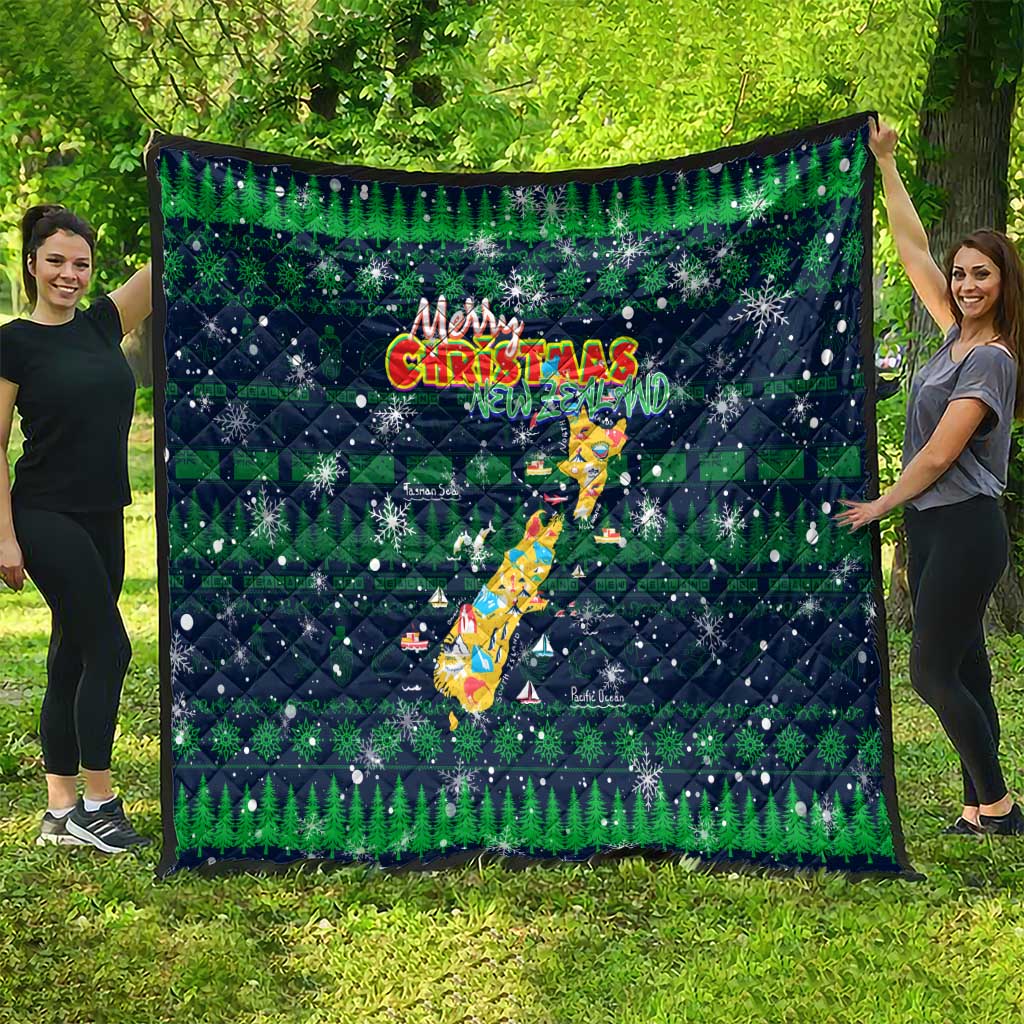 Merry Christmas New Zealand Quilt Xmas Travel Map - Aussie Hoodie
