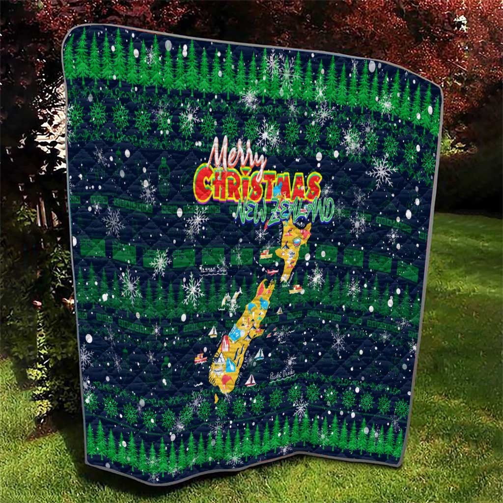 Merry Christmas New Zealand Quilt Xmas Travel Map - Aussie Hoodie