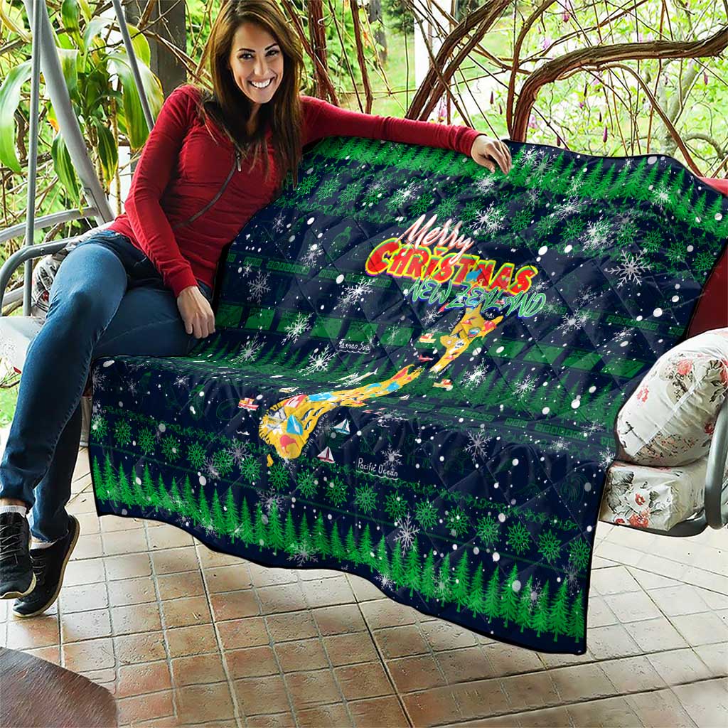 Merry Christmas New Zealand Quilt Xmas Travel Map - Aussie Hoodie