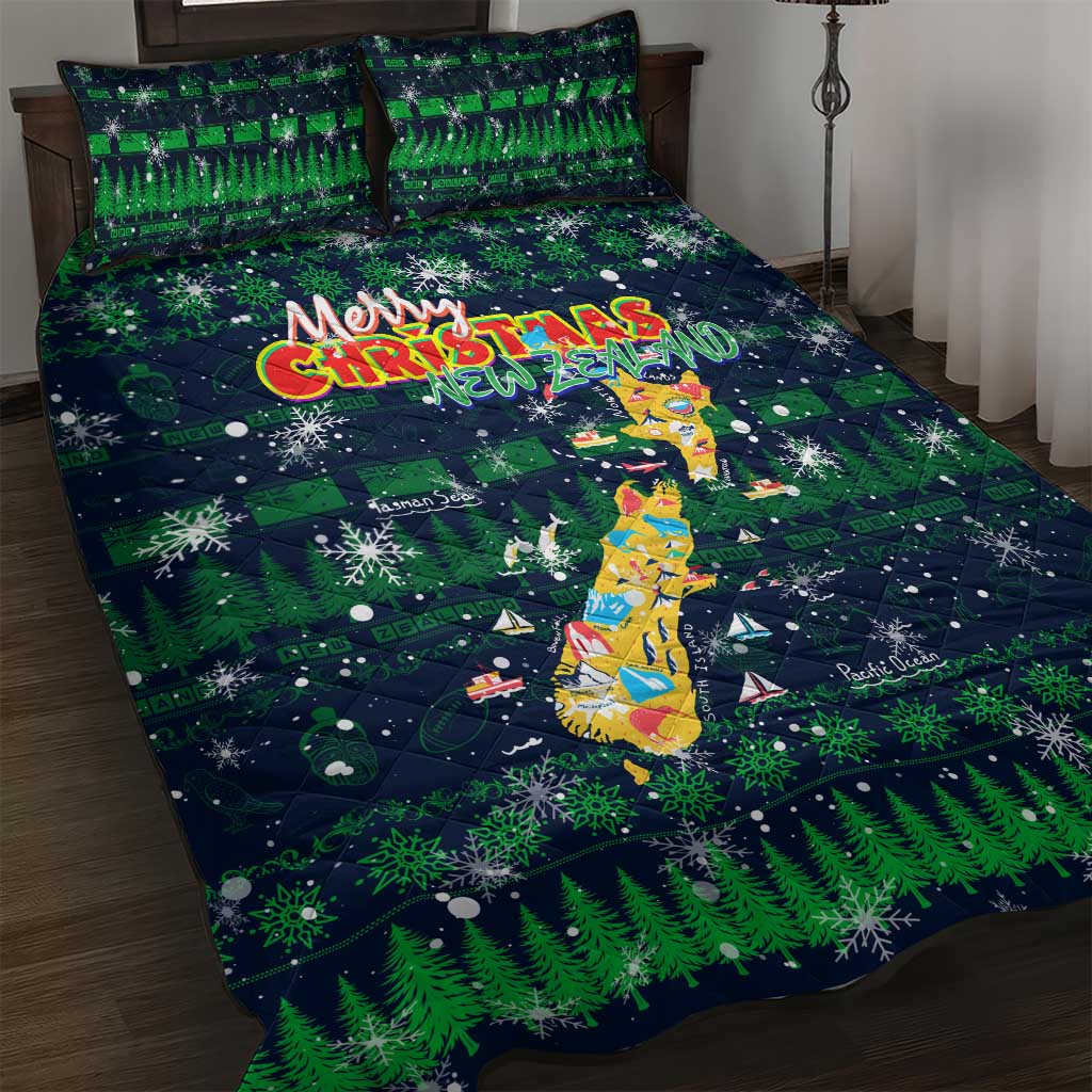 Merry Christmas New Zealand Quilt Bed Set Xmas Travel Map - Aussie Hoodie