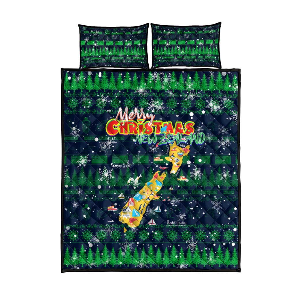 Merry Christmas New Zealand Quilt Bed Set Xmas Travel Map - Aussie Hoodie