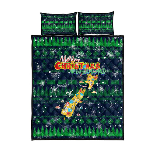 Merry Christmas New Zealand Quilt Bed Set Xmas Travel Map - Aussie Hoodie