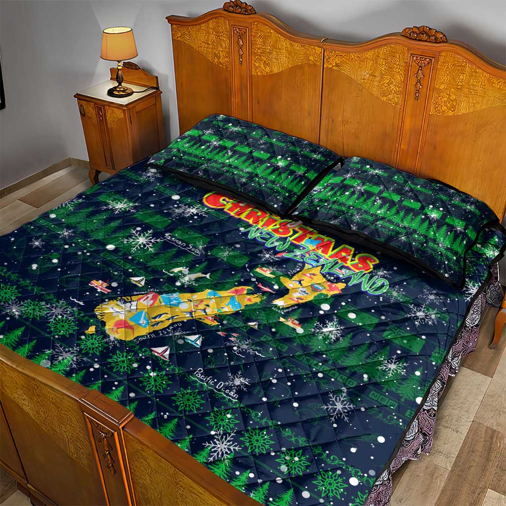 Merry Christmas New Zealand Quilt Bed Set Xmas Travel Map - Aussie Hoodie