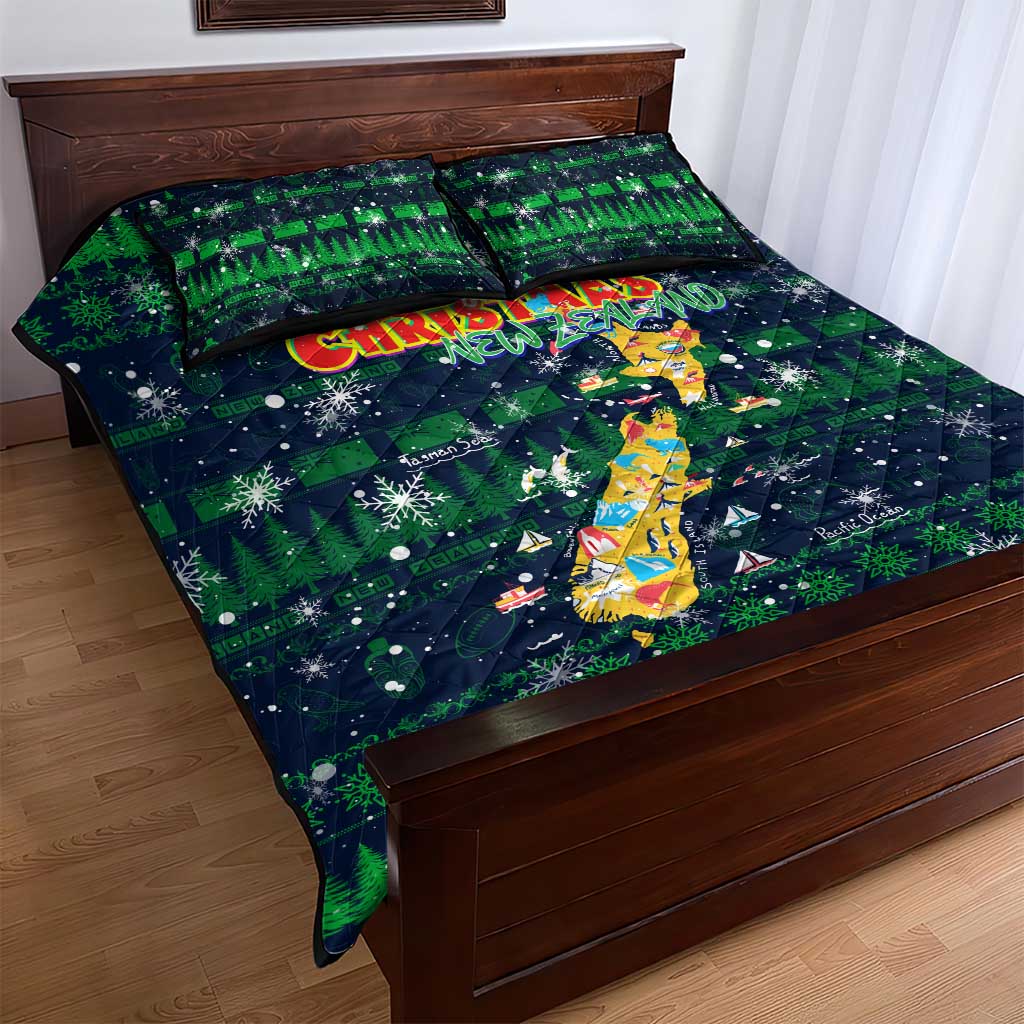 Merry Christmas New Zealand Quilt Bed Set Xmas Travel Map - Aussie Hoodie