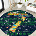 Merry Christmas New Zealand Round Carpet Xmas Travel Map - Aussie Hoodie