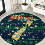 Merry Christmas New Zealand Round Carpet Xmas Travel Map - Aussie Hoodie