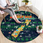 Merry Christmas New Zealand Round Carpet Xmas Travel Map - Aussie Hoodie