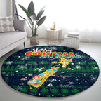 Merry Christmas New Zealand Round Carpet Xmas Travel Map - Aussie Hoodie