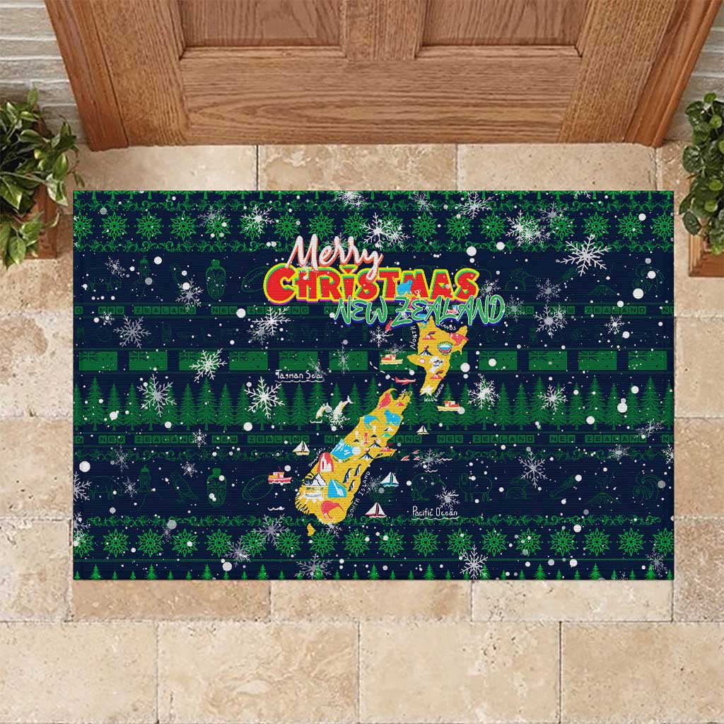 Merry Christmas New Zealand Rubber Doormat Xmas Travel Map - Aussie Hoodie