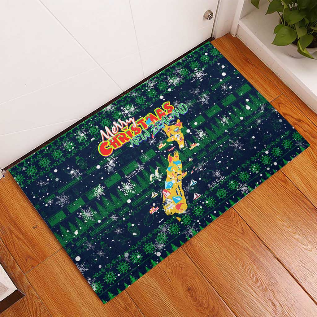 Merry Christmas New Zealand Rubber Doormat Xmas Travel Map - Aussie Hoodie