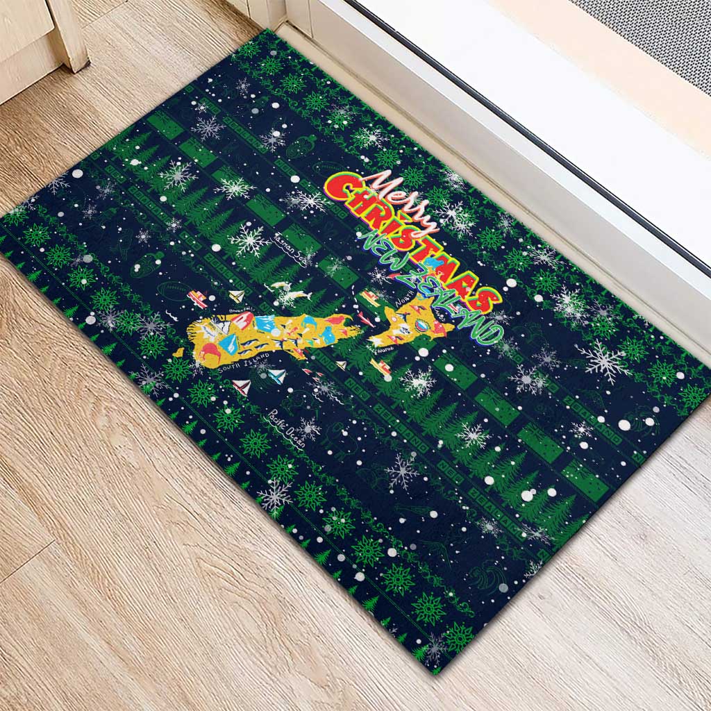 Merry Christmas New Zealand Rubber Doormat Xmas Travel Map - Aussie Hoodie