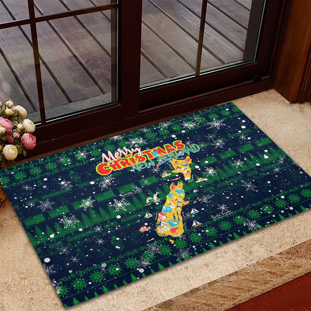 Merry Christmas New Zealand Rubber Doormat Xmas Travel Map - Aussie Hoodie
