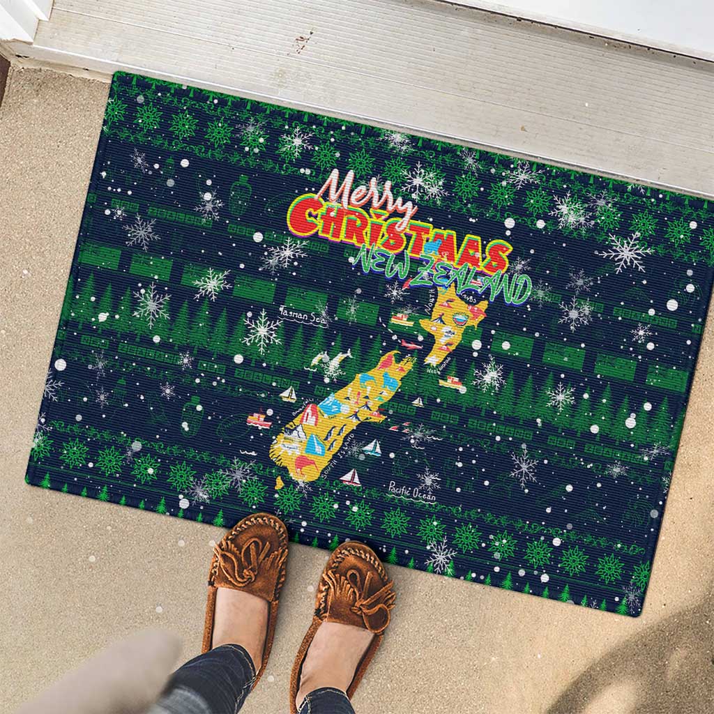 Merry Christmas New Zealand Rubber Doormat Xmas Travel Map - Aussie Hoodie