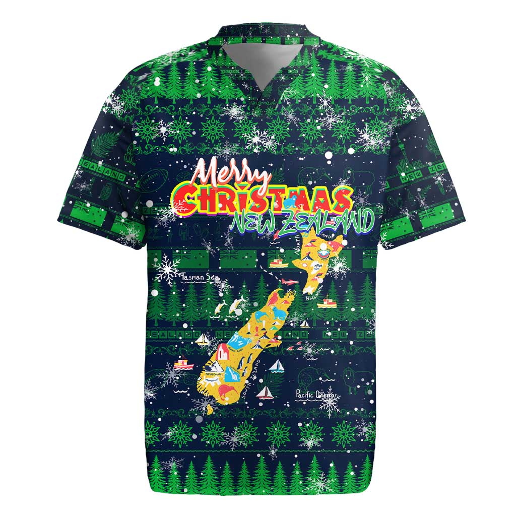 Merry Christmas New Zealand Rugby Jersey Xmas Travel Map - Aussie Hoodie