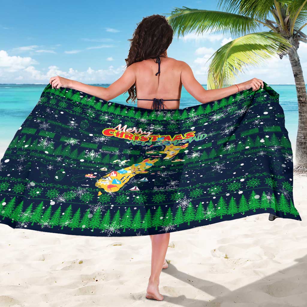 Merry Christmas New Zealand Sarong Xmas Travel Map - Aussie Hoodie