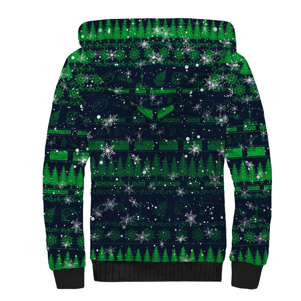 Merry Christmas New Zealand Sherpa Hoodie Xmas Travel Map - Aussie Hoodie