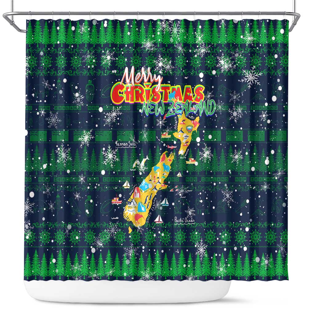 Merry Christmas New Zealand Shower Curtain Xmas Travel Map - Aussie Hoodie
