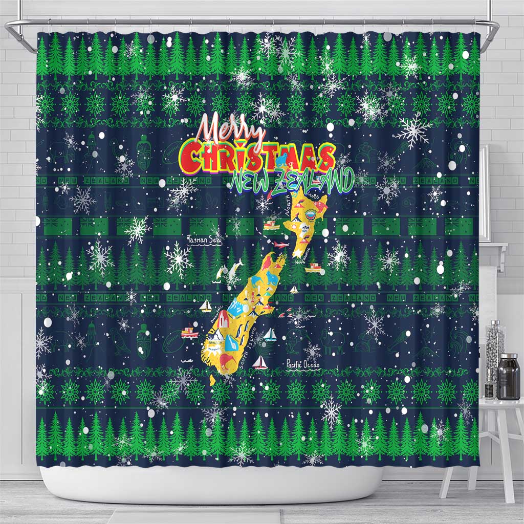 Merry Christmas New Zealand Shower Curtain Xmas Travel Map - Aussie Hoodie