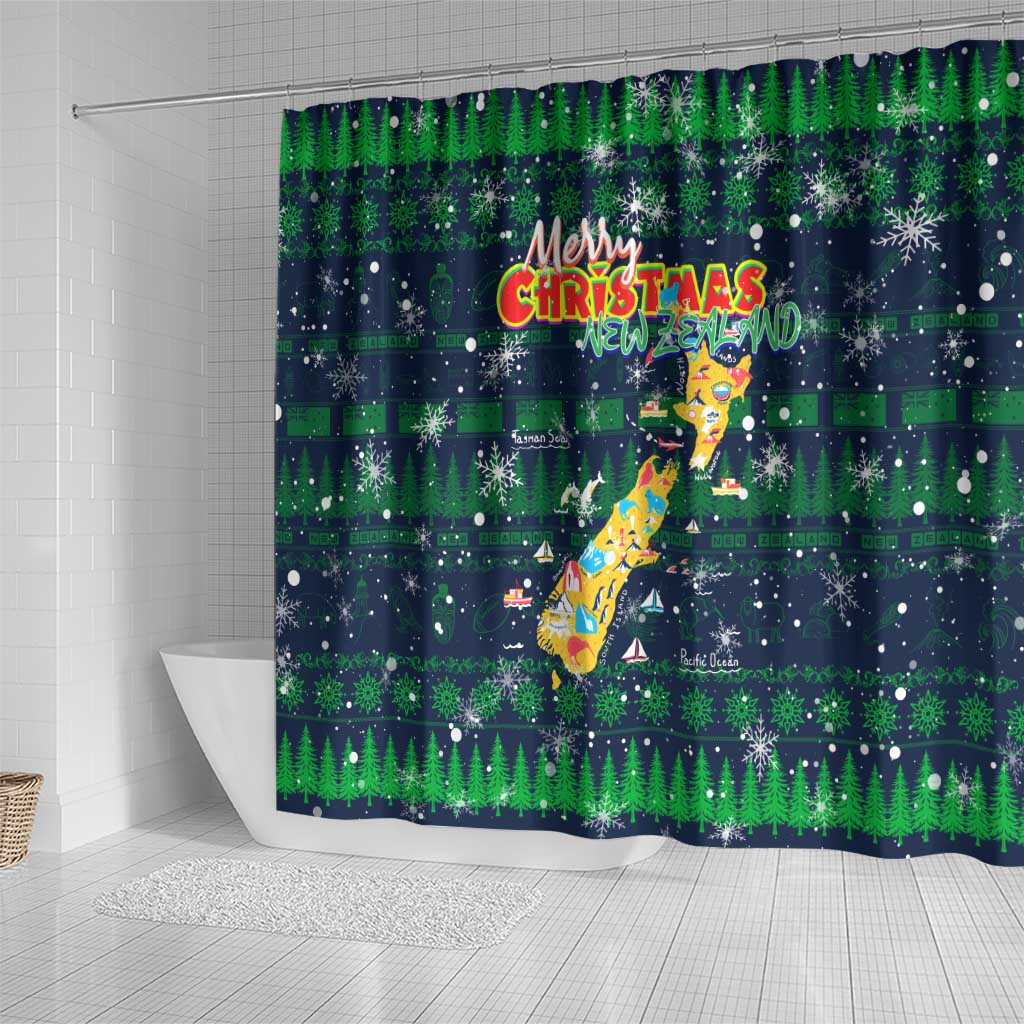 Merry Christmas New Zealand Shower Curtain Xmas Travel Map - Aussie Hoodie