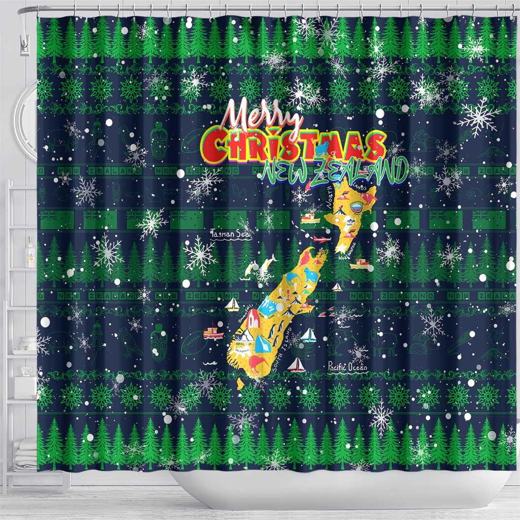 Merry Christmas New Zealand Shower Curtain Xmas Travel Map - Aussie Hoodie