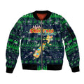 Merry Christmas New Zealand Sleeve Zip Bomber Jacket Xmas Travel Map - Aussie Hoodie