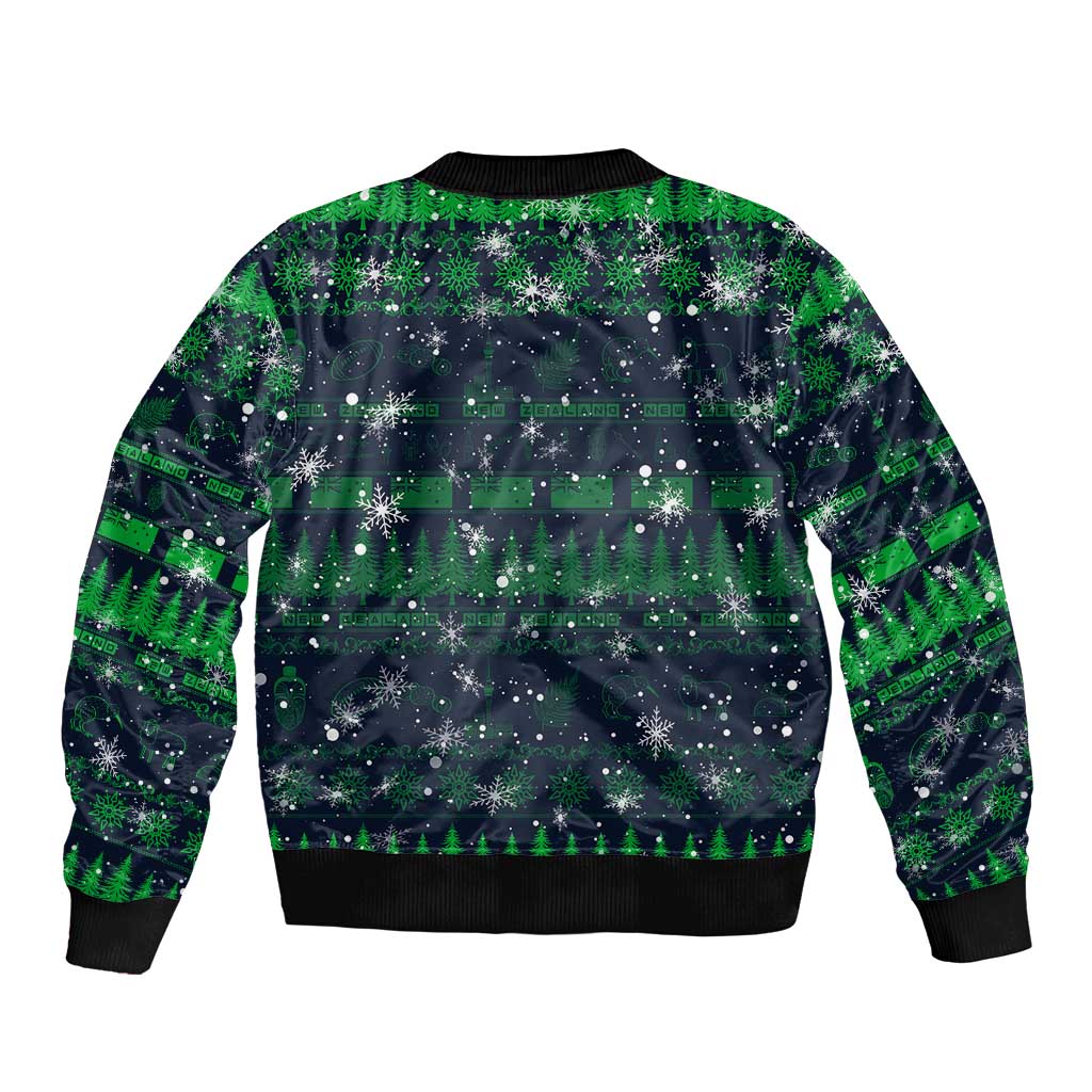 Merry Christmas New Zealand Sleeve Zip Bomber Jacket Xmas Travel Map - Aussie Hoodie