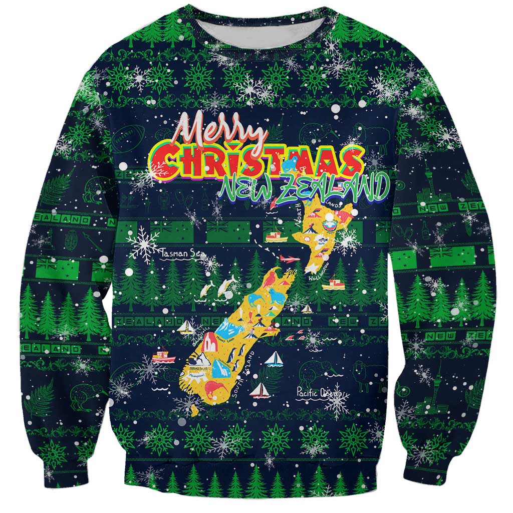 Merry Christmas New Zealand Sweatshirt Xmas Travel Map - Aussie Hoodie