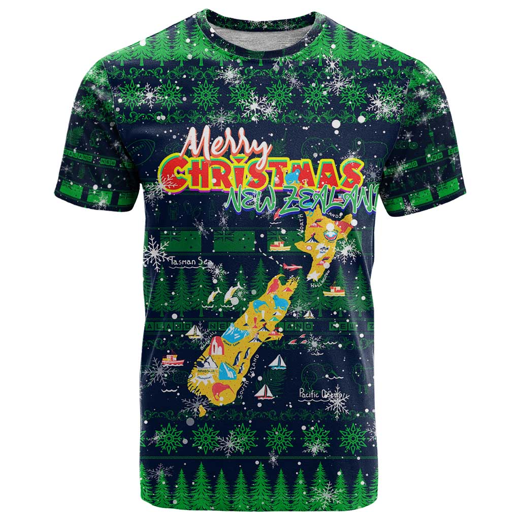 Merry Christmas New Zealand T Shirt Xmas Travel Map - Aussie Hoodie