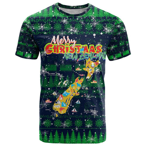 Merry Christmas New Zealand T Shirt Xmas Travel Map - Aussie Hoodie