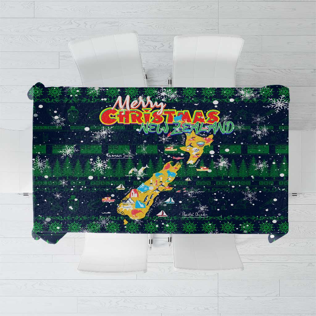 Merry Christmas New Zealand Tablecloth Xmas Travel Map - Aussie Hoodie