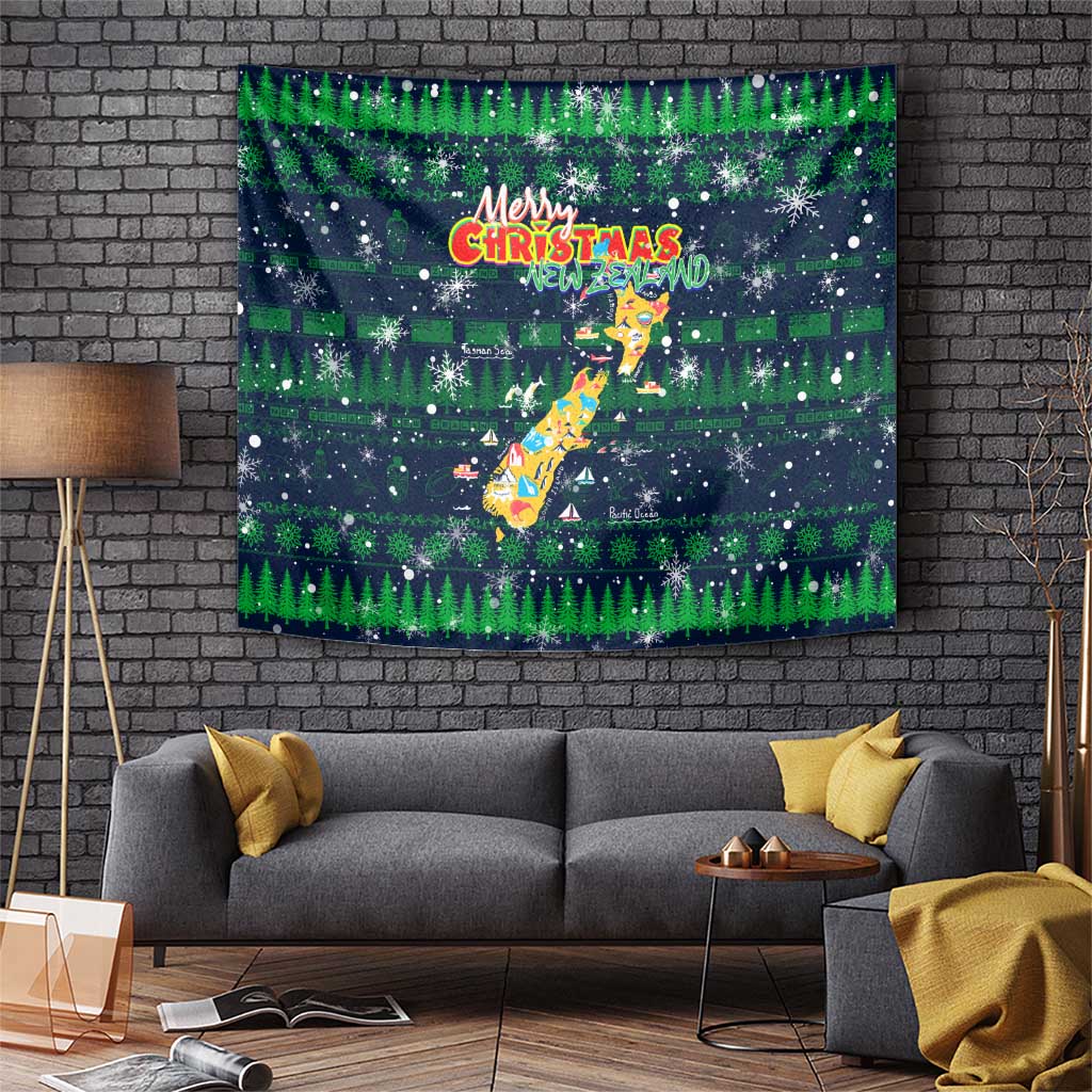 Merry Christmas New Zealand Tapestry Xmas Travel Map - Aussie Hoodie