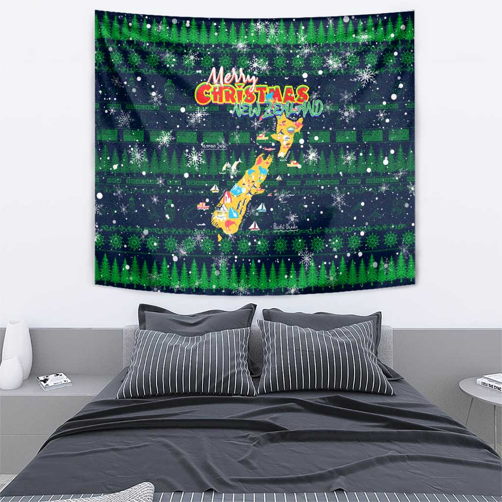 Merry Christmas New Zealand Tapestry Xmas Travel Map - Aussie Hoodie
